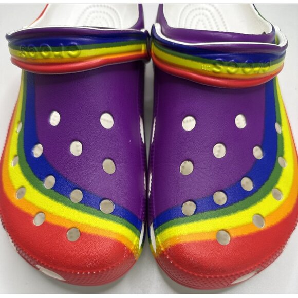 Crocs Classic Rainbow Dye Graphic Slip Resistant Clogs Size Men 10 Women’s 12 - Picture 2 of 12